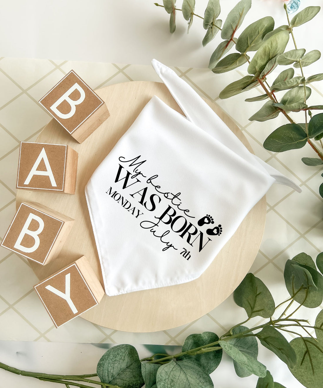 Custom Bestie Birth Announcement - Pet Bandana