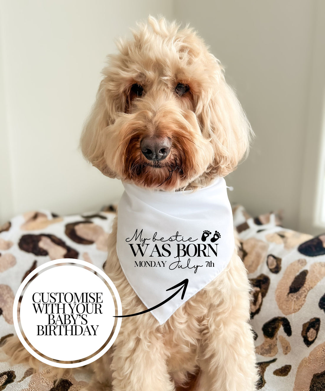 Custom Bestie Birth Announcement - Pet Bandana