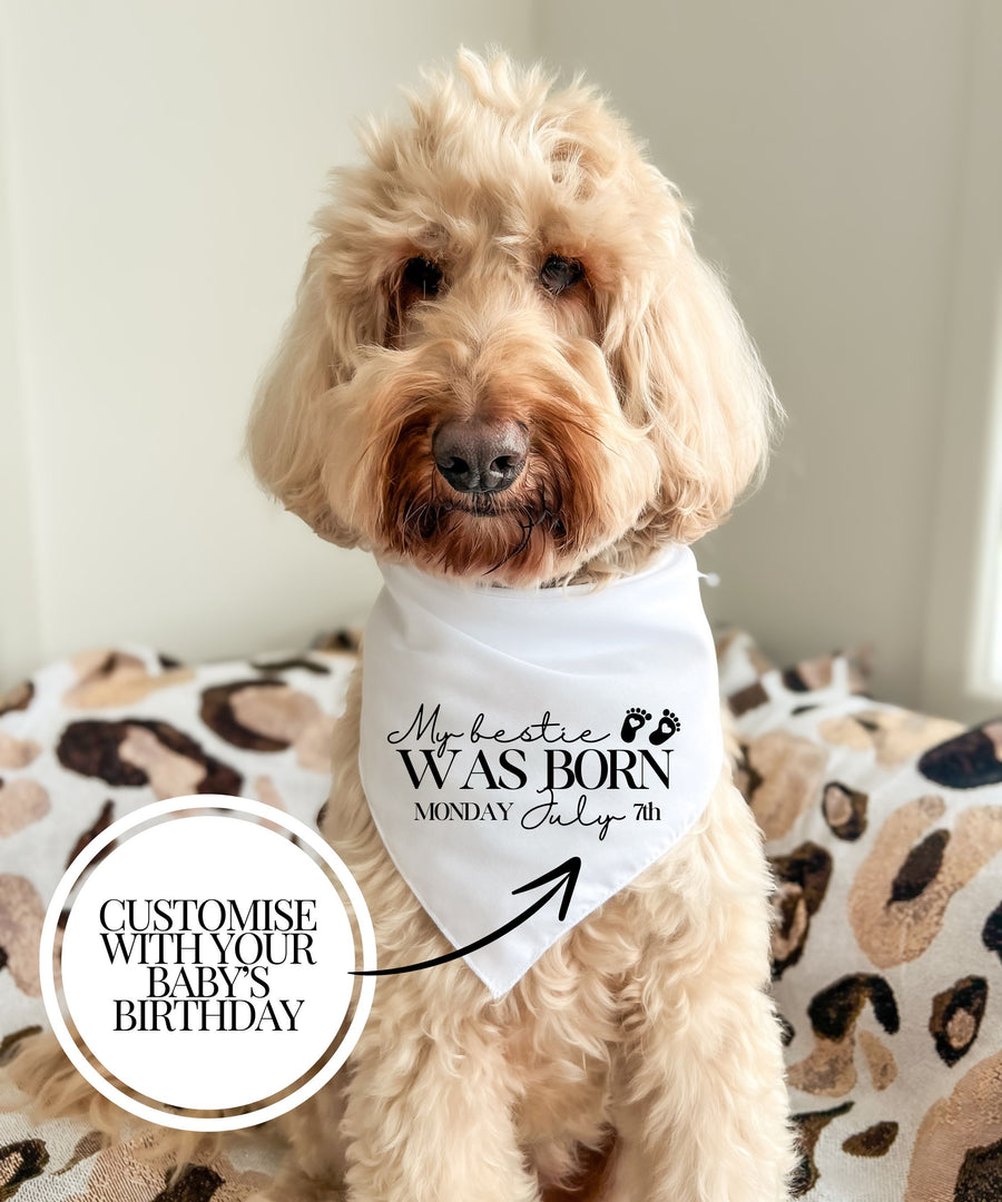 Custom Bestie Birth Announcement - Pet Bandana