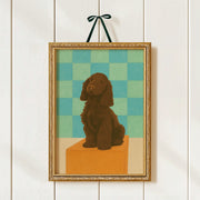 Custom Painted Pet Portrait - Checkered Background