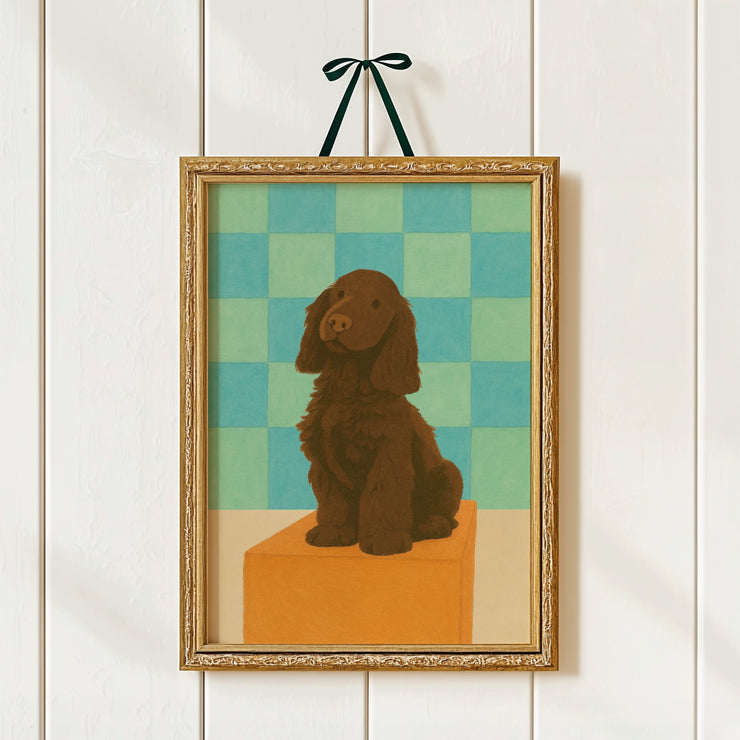 Custom Painted Pet Portrait - Checkered Background