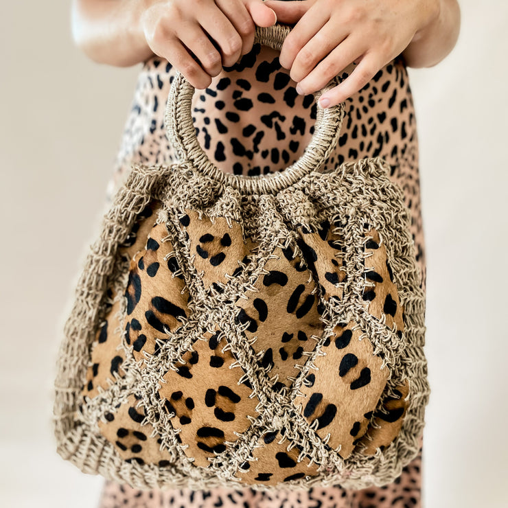 Leopard Woven Tote Bag