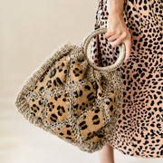 Leopard Woven Tote Bag