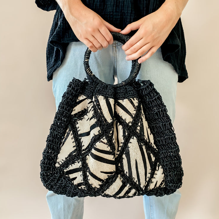 Zebra Woven Tote Bag