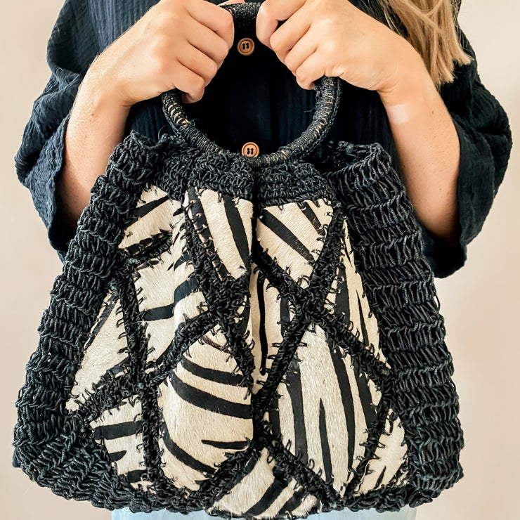 Zebra Woven Tote Bag