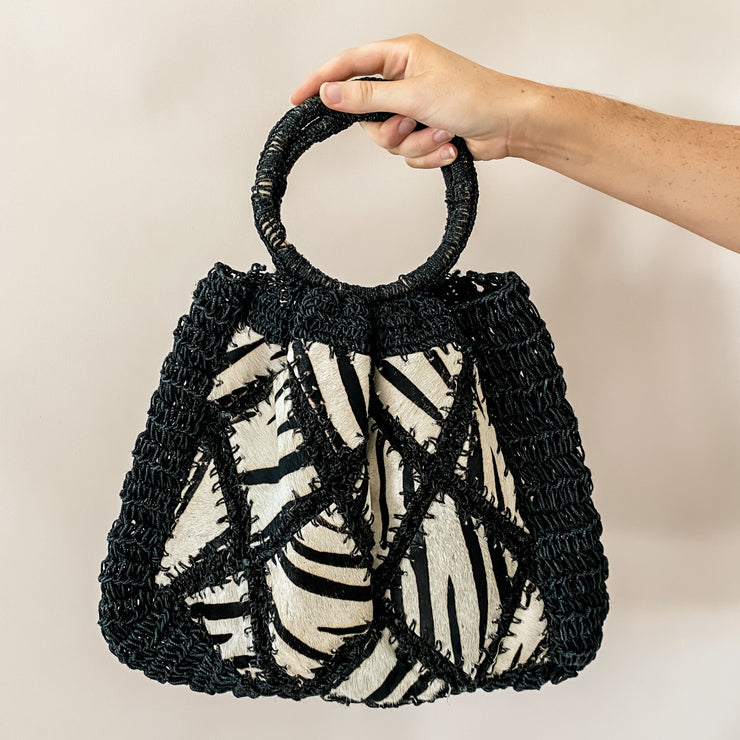 Zebra Woven Tote Bag