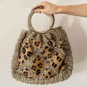 Leopard Woven Tote Bag
