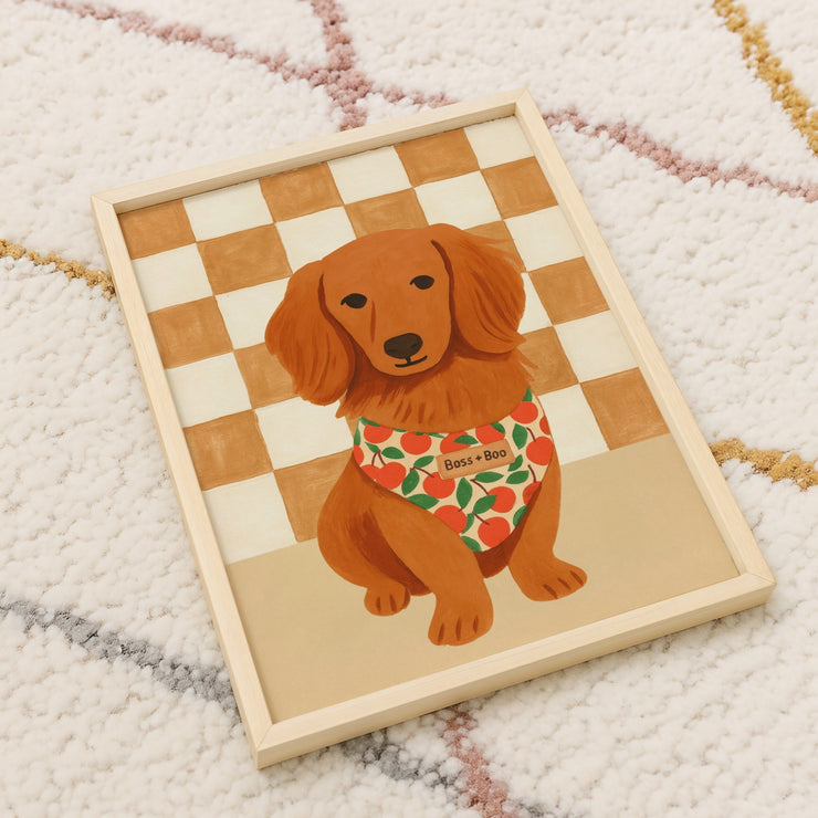 Custom Painted Pet Portrait - Checkered Background