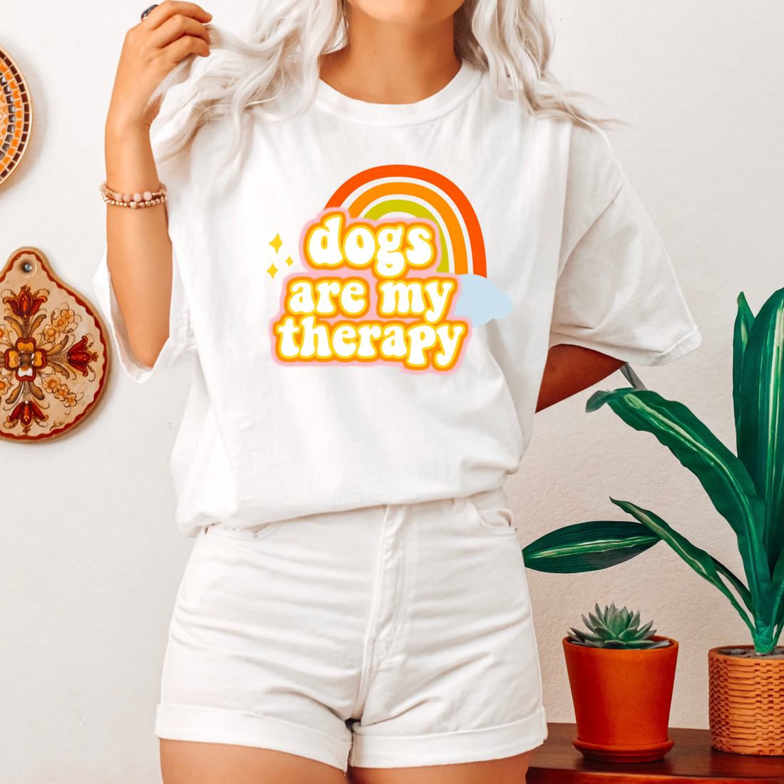 Dogs Are My Therapy - Vintage Tee (White)