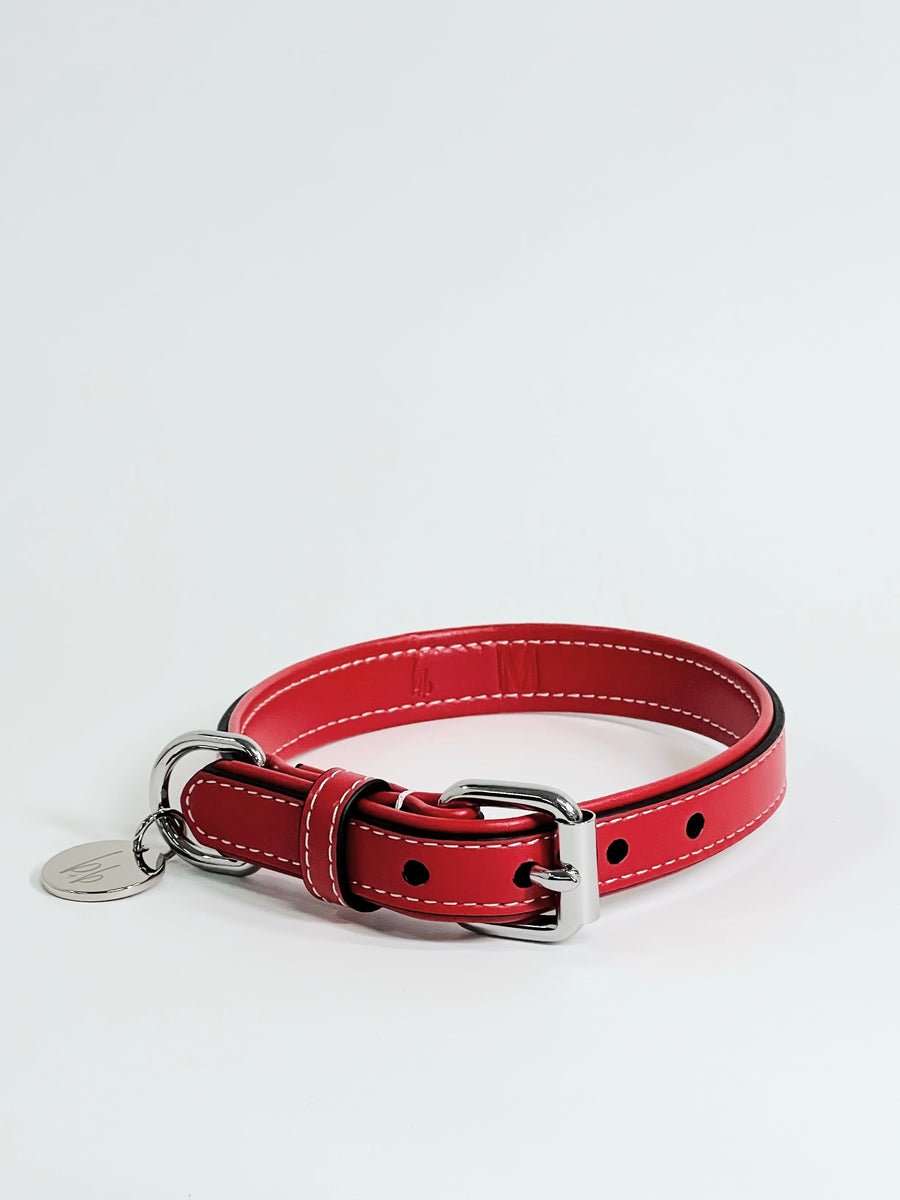Vegan Leather Collar - Red